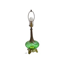 Vintage Mid Century Accurate Casting Green 3 Way Glass Lamp Metal Base  31 X 10 picture