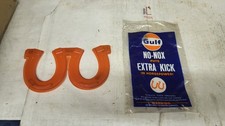 NOS 1960s Gulf Oil No-Nox Puts Extra Kick in Horsepower Double Horseshoe Plastic picture