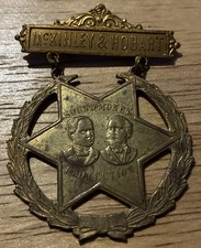 Rare Antique McKinley & Hobart Presidential Campaign Badge pinback button  picture