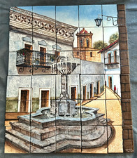 VTG Dal-Tile Mexico Hand Painted 30 Tile Mural Fountain Signed 77-109 Box NOS picture