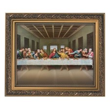 #The Last Supper Framed Print Under Glass With Gold Finish Frame 12.5