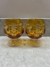 VTG  2 Nachtmann Traube Amber Cut to Clear Crystal Brandy Glass Snifters picture
