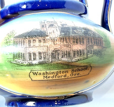 MEDFORD , OREGON - WASHINGTON SCHOOL - Antique Souvenir China Painted Cobalt picture