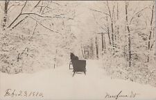 Winter Scene Horse Snow Sled Newfane Vermont RPPC c1910s Photo Postcard picture