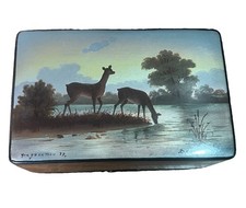 Russian Fedoskino Lacquerware Box with Miniature Oil Painting picture