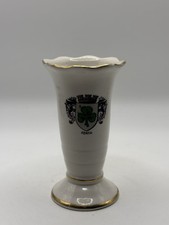 Vintage Fürth Germany Porcelain Bud Vase Gold Trim City Crest Souvenir 4” WK picture