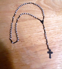 VINTAGE CIRCA 1940'S CHILDS ROSARY WHITE BEADS picture