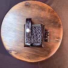 Don Hume Cigarette Pack Case Vintage Tobacciana Pouch Basketweave Black Leather picture