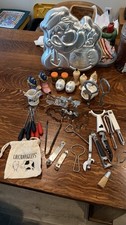 Kitchen Junk Drawer Lot Miscellaneous Tools & Utensils Cake Pan “Popeye” &Fondue picture