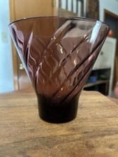 Hazel Atlas Moroccan Amethyst Elegant Purple Depression Glass Swirl Vase Bowl picture