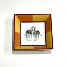 HERMES Ashtray Change Tray Vide Poche Zebra Animal Porcelain White Pre-Owned picture