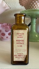 Antique MORPHINE Embossed Poison Medicine Bottle From W.M. Smith & Co. EMPTY picture