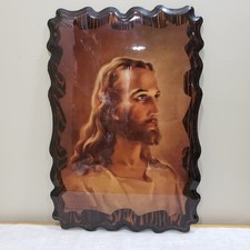 Vtg Head of Christ Wood Plaque Warner Sallman Jesus Portrait Christian Wall Art picture
