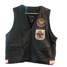 ECV Vintage E Clampus Vitus Leather Jacket Vest Large L Patches Badges picture