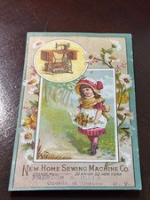 B-337 Victorian Trade Card - New Home Sewing Machine - Girl picking flowers picture