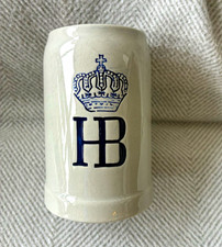 Hofbrau Munchen HB Crown German Beer Mug Stoneware Gray Blue Logo picture