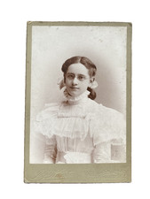 Pretty Young Lady Wearing Glasses & Lace Dress Syracuse NY Antique Photo picture