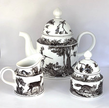 Villeroy & Boch Mettach ANJOU Teapot, Creamer, Sugar, Hunting/Woodland Theme picture