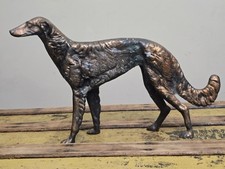 Antique Art Deco Borzoi Russian Wolfhound Cast Bronze Copper Statue Figurine 15