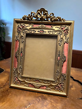 Gorgeous Antique French Ormolu Bronze Pink Enamel Picture Frame picture