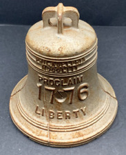 Vintage Commemorative Liberty Bell Cast Iron Coin Bank picture