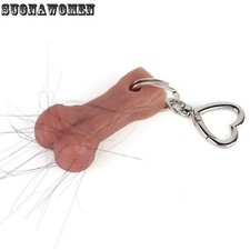 Hairy Testicles Keyring Keychain Saggy Balls Joke Key Ring Scrotum Gift 1PCS picture