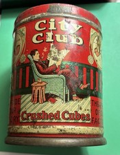 Vintage City Club Crushed Cubes Early Canister Tin Burley Tobacco Co 1910's picture