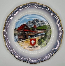 Vintage ALB.SA Lucerne Switzerland Souvenir Collector Plate - Chapel Bridge picture