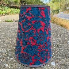 60s VTG Floral Tapered Fabric Lamp Shade Retro Botanical MCM 10” Tall 5-8” W picture