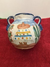 Mexican Talavera Ceramic 2 Handled Art Pot 8
