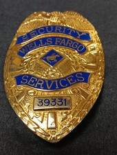 Obsolete Wells Fargo Security Services Officer Guard Badge Large 3.50