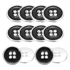 uxcell 12pcs Metal Sewing Buttons, 22.5mm 4-Hole Round 22.5mm, Silver Black picture