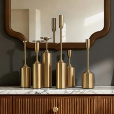 StyleCraft Brass Plated Candleholders, Set of 6 picture