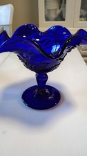 vintage cobalt blue compote  picture