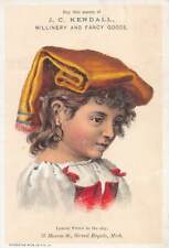 J. C. Kendall, Millinery, 19th Century Trade Card, Size: 110 mm x 75 mm  picture