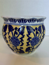 Small Blue and Yellow Porcelain Floral Planter picture