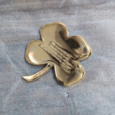 Vintage GERITY 24K Gold Plated Four Leaf Clover Shamrock Paperweight 1984 picture
