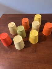 Lot of Nine Vintage Tupperware 6oz Stackable Juice Cups #1251 Various Colors picture