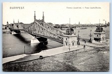 Vintage Budapest Hungary Franz Joseph Bridge Danube River Postcard Unused picture