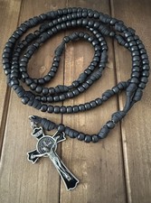 20 Decade Catholic Rosary- Black Matte Beads Rosary, 3 Inches Crucifix, Handmade picture