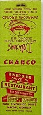 Charco Riverside Drive-In Restaurant Macon Georgia Matchbook Cover Advertising picture