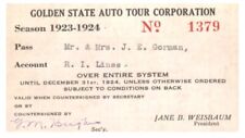PASS Golden State Auto Tour Corp.  1923-2 Mr & Mrs J.E. GORMAN  President  R.I. picture