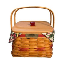 Longaberger 2000 Deck The Halls Basket w/ Liner Protector Lid Handles picture