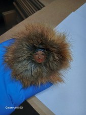 Vintage 1980's Alaskan Handpainted Face Inuit-Style Handcrafted Beaver Magnet picture