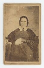 Antique CDV Circa 1860s Stern Looking Older Woman Sitting With Hand On Bible picture