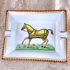 Hermes Paris Cigar Ashtray Change Tray Horse Motif Yellow Red Porcelain picture