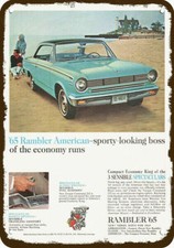 1965 RAMBLER AMERICAN CAR Vintage-Look-Edge DECORATIVE REPLICA METAL SIGN picture