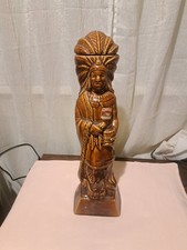Vintage 1968 Ezra Brooks Pottery Indian Chief Whiskey Bottle Decanter empty 16