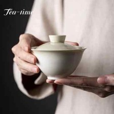 130ml Chinese Celadon Gray Glaze Gaiwan Vintage Tea Tureen Household Tea Maker picture