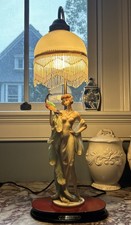 The Crosa Collection Table Lamp Lady w Peacock Beaded Glass Shade picture
